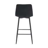 Barkruk zwart - 2 stuks - fluwelen zitting - stalen poten