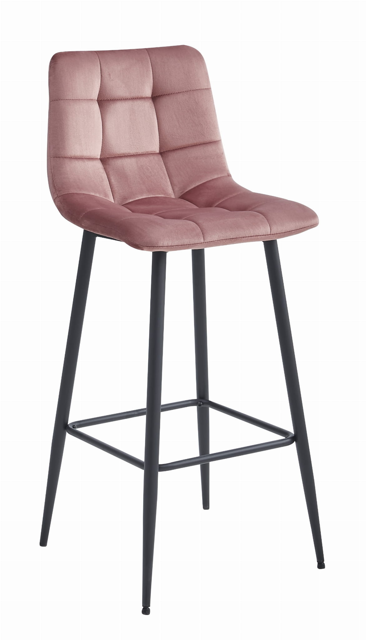 Barkruk fluweel - roze - 104cm hoog - stalen poten - Arceto