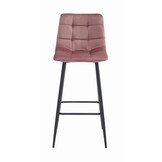 Barkruk fluweel - roze - 104cm hoog - stalen poten - Arceto