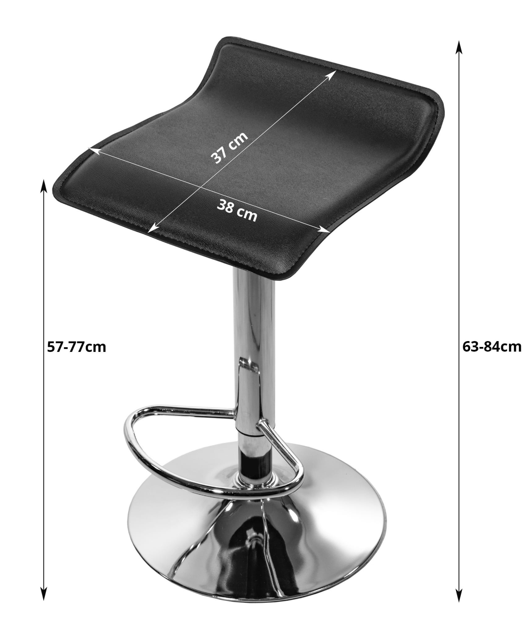 Barkruk zwart - set van 2 - 63-84cm hoogte - eco-leer