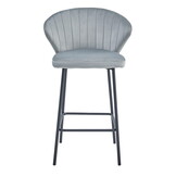 Luxe barkrukken - 3 stuks - fluweel - zilvergrijs - 90.5cm hoog