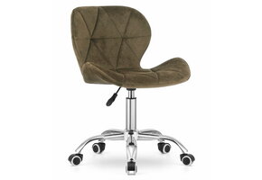 Bureaustoel fluweel - bruin - volledig draaibaar - zelfmontage