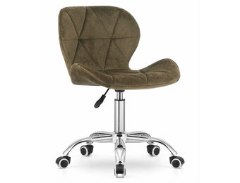 Bureaustoel fluweel - bruin - volledig draaibaar - zelfmontage