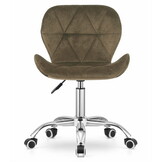 Bureaustoel fluweel - bruin - volledig draaibaar - zelfmontage