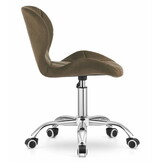 Bureaustoel fluweel - bruin - volledig draaibaar - zelfmontage