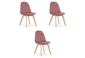 Velvet eetkamerstoel - donkerroze - beukenhout - set van 3