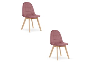 Velvet eetkamerstoel set van 2 - donkerroze - beukenhouten poten - max. 120 kg