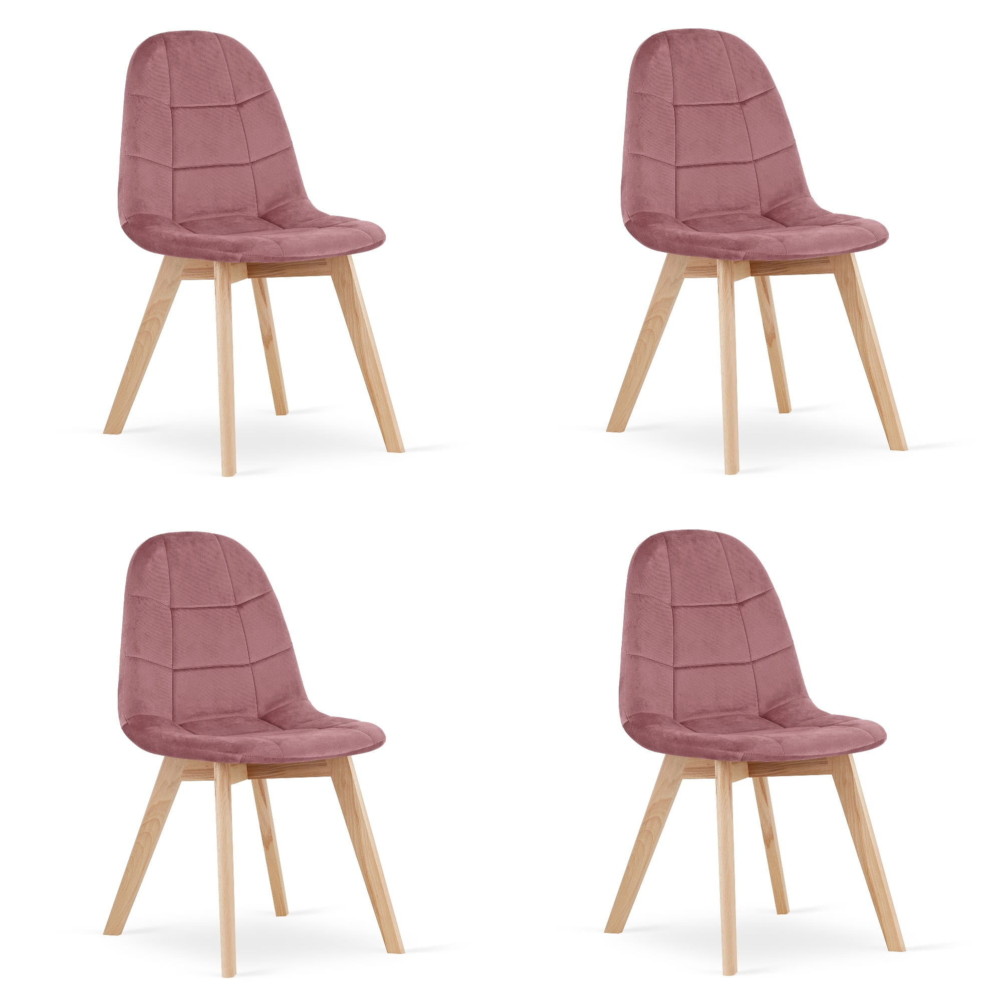 Velvet eetkamerstoel - 4 stuks - donkerroze - 81,5 cm hoog