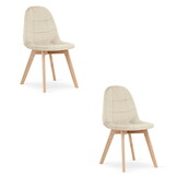 Beige eetkamerstoelen 2 stuks - velours - beukenhout - 81.5 cm hoog