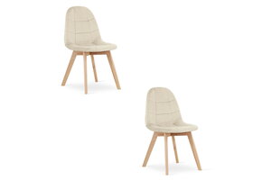 Beige eetkamerstoelen 2 stuks - velours - beukenhout - 81.5 cm hoog
