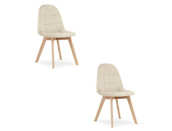 Beige eetkamerstoelen 2 stuks - velours - beukenhout - 81.5 cm hoog