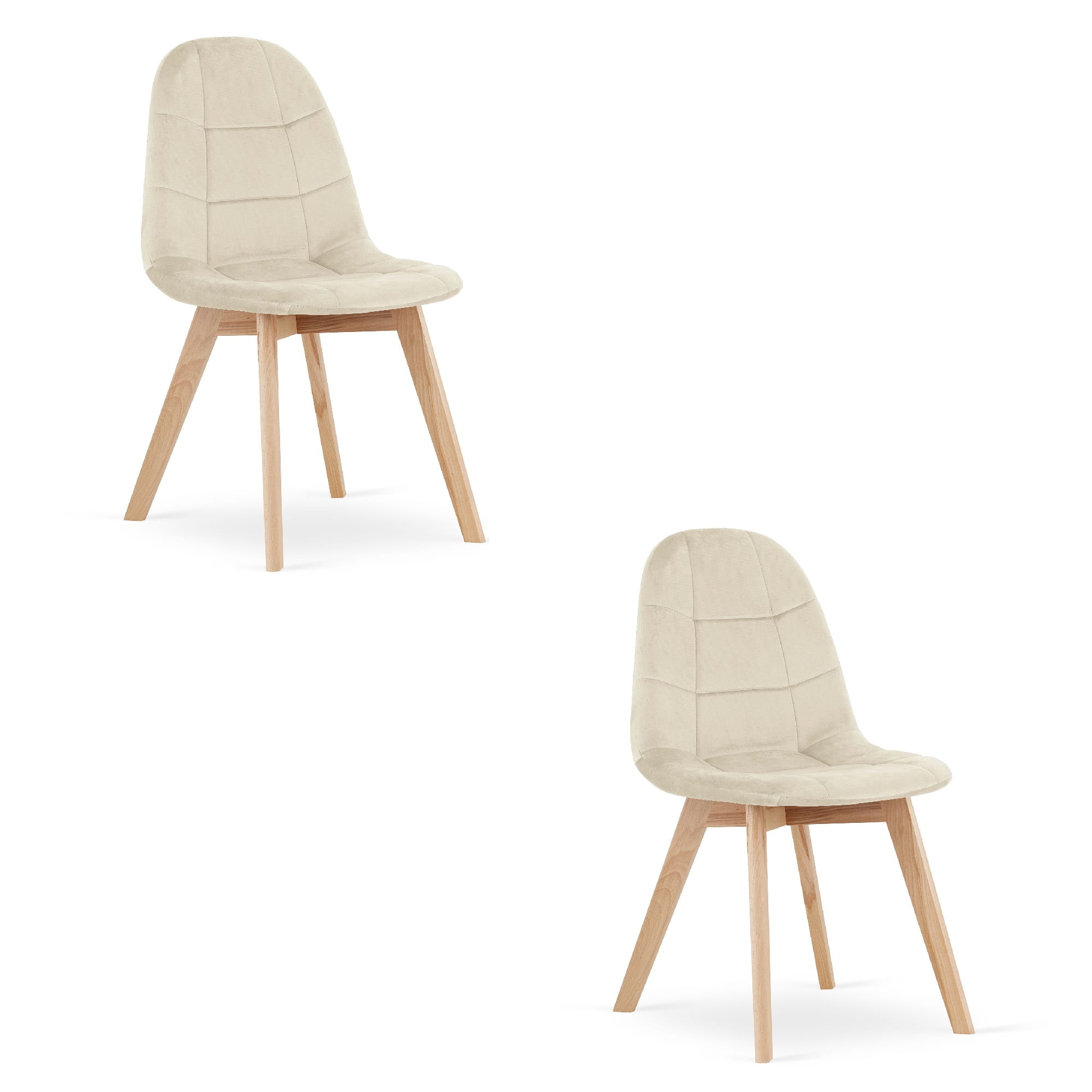 Beige eetkamerstoelen 2 stuks - velours - beukenhout - 81.5 cm hoog