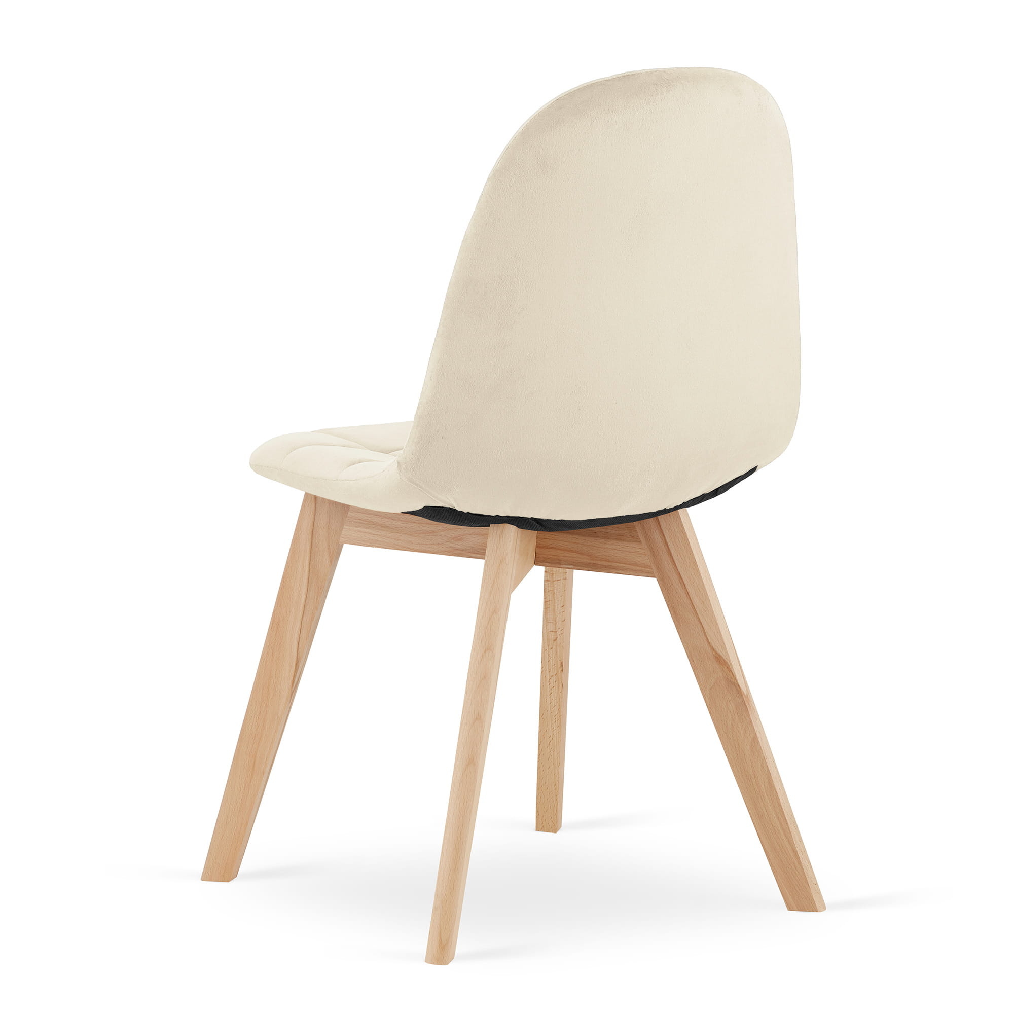 Velvet eetkamerstoel - set van 3 - beige - beukenhouten poten