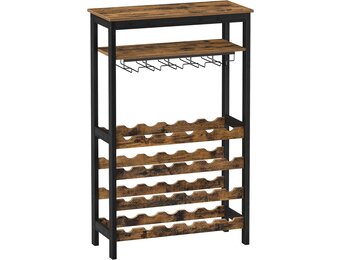 Houten wijnrek - rustiek bruin - 24 flessen - 66 x 30 x 100 cm