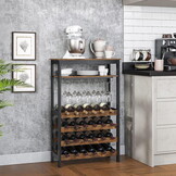 Houten wijnrek - rustiek bruin - 24 flessen - 66 x 30 x 100 cm