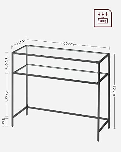 Glazen sidetables - zwart/transparant - 100x35x80 cm - 20 kg belasting