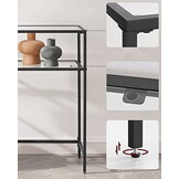Glazen sidetables - zwart/transparant - 100x35x80 cm - 20 kg belasting