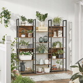 Industriële boekenkast - 14 planken - 158x24x166 cm - rustiek bruin