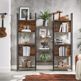 Industriële boekenkast - 14 planken - 158x24x166 cm - rustiek bruin