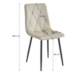 Velvet eetkamerstoel - 2 stuks - zilvergrijs - 88.5 cm hoog