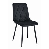 Velvet eetkamerstoel - set van 2 - zwart - 88.5 x 44 x 40 cm