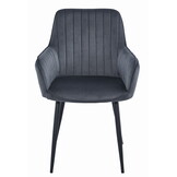 Velvet eetkamerstoel - zwart - 83,5 x 55 x 47 cm - max. belasting 120 kg