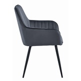 Velvet eetkamerstoel - zwart - 83,5 x 55 x 47 cm - max. belasting 120 kg