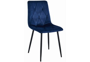 Velvet eetkamerstoel - 2 stuks - marineblauw - metaal