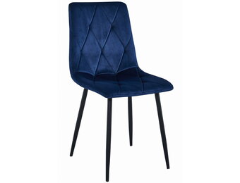 Velvet eetkamerstoel - 2 stuks - marineblauw - metaal