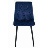 Velvet eetkamerstoel - 2 stuks - marineblauw - metaal