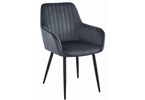 Velvet eetkamerstoel - set van 2 - zwart - 83,5 cm hoog