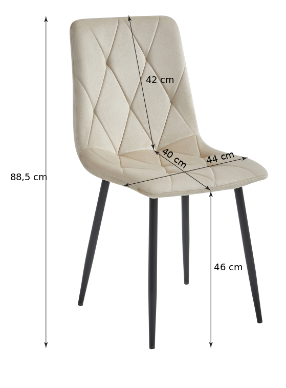 Velvet eetkamerstoel - 2 stuks - groen - 88.5 x 44 x 40 cm