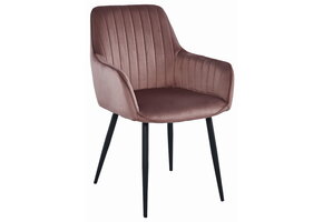 Velvet eetkamerstoel - roze - 83.5 x 55 x 47 cm - metaal zwart