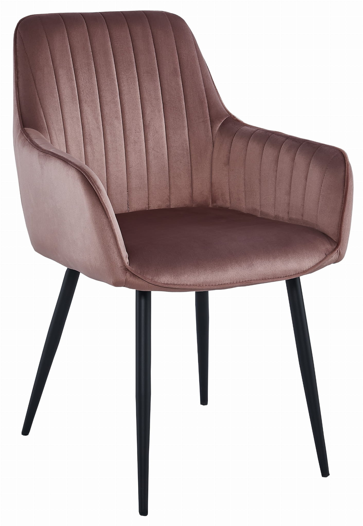 Velvet eetkamerstoel - roze - 83.5 x 55 x 47 cm - metaal zwart