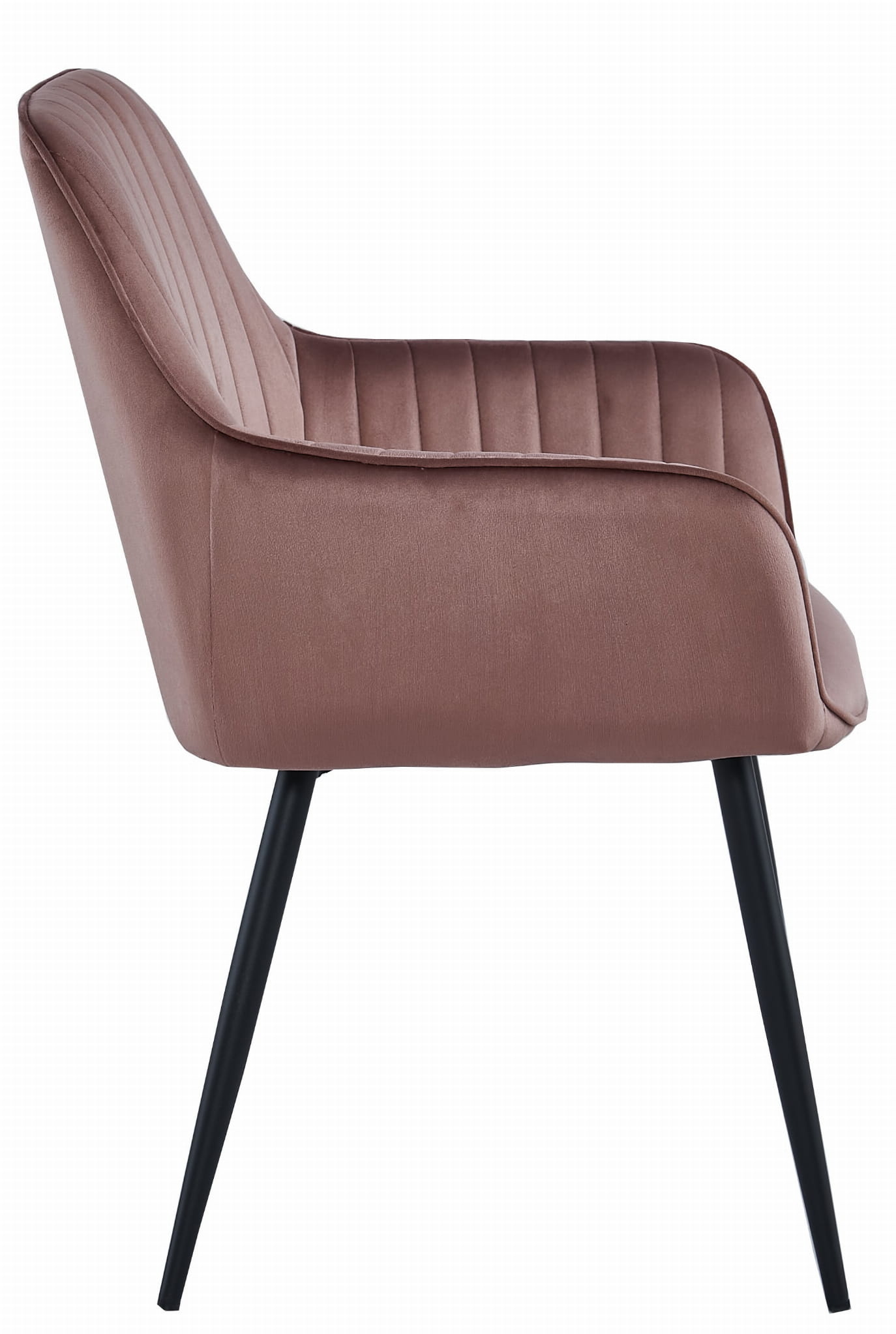Velvet eetkamerstoel - roze - 83.5 x 55 x 47 cm - metaal zwart