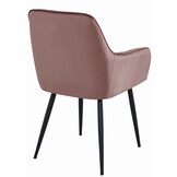 Velvet eetkamerstoel - roze - 83.5 x 55 x 47 cm - metaal zwart
