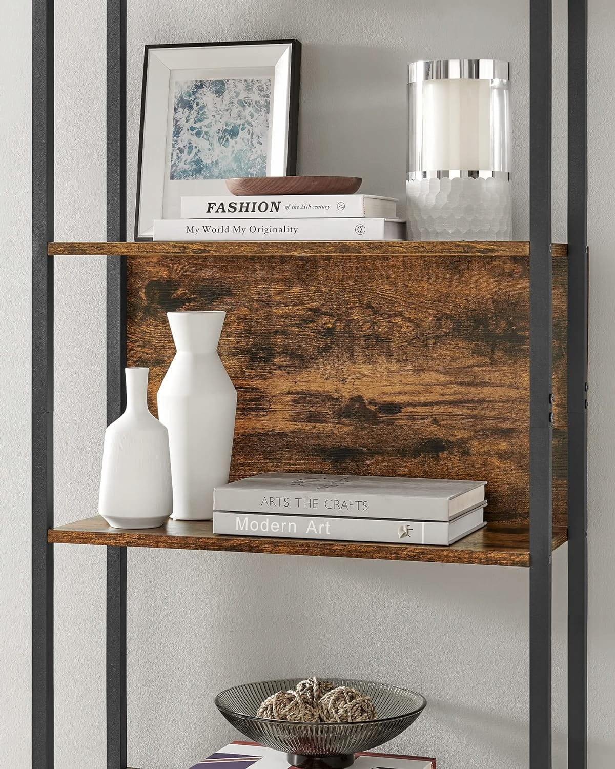 Industriële boekenkast - rustiek bruin - 60 x 24 x 186 cm - 23 kg/plank