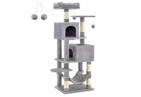 Grijze krabpaal - 49 x 40 x 155 cm - meerdere niveaus - sisaltouw