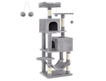 Grijze krabpaal - 49 x 40 x 155 cm - meerdere niveaus - sisaltouw
