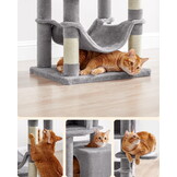 Grijze krabpaal - 49 x 40 x 155 cm - meerdere niveaus - sisaltouw