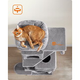 Grijze krabpaal - 49 x 40 x 155 cm - meerdere niveaus - sisaltouw