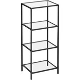 Boekenkast met glazen deuren - zwart - 40x30x95 cm - zelfmontage