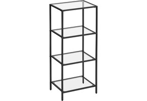 Boekenkast met glazen deuren - zwart - 40x30x95 cm - zelfmontage