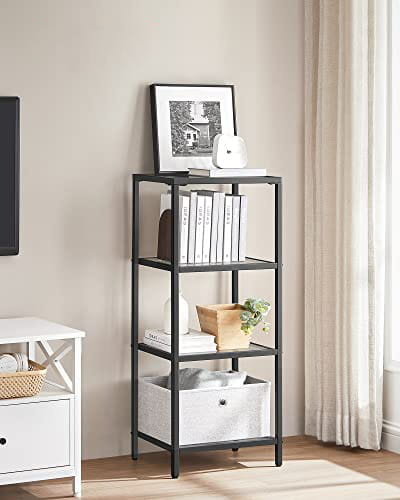 Boekenkast met glazen deuren - zwart - 40x30x95 cm - zelfmontage