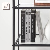 Boekenkast met glazen deuren - zwart - 40x30x95 cm - zelfmontage