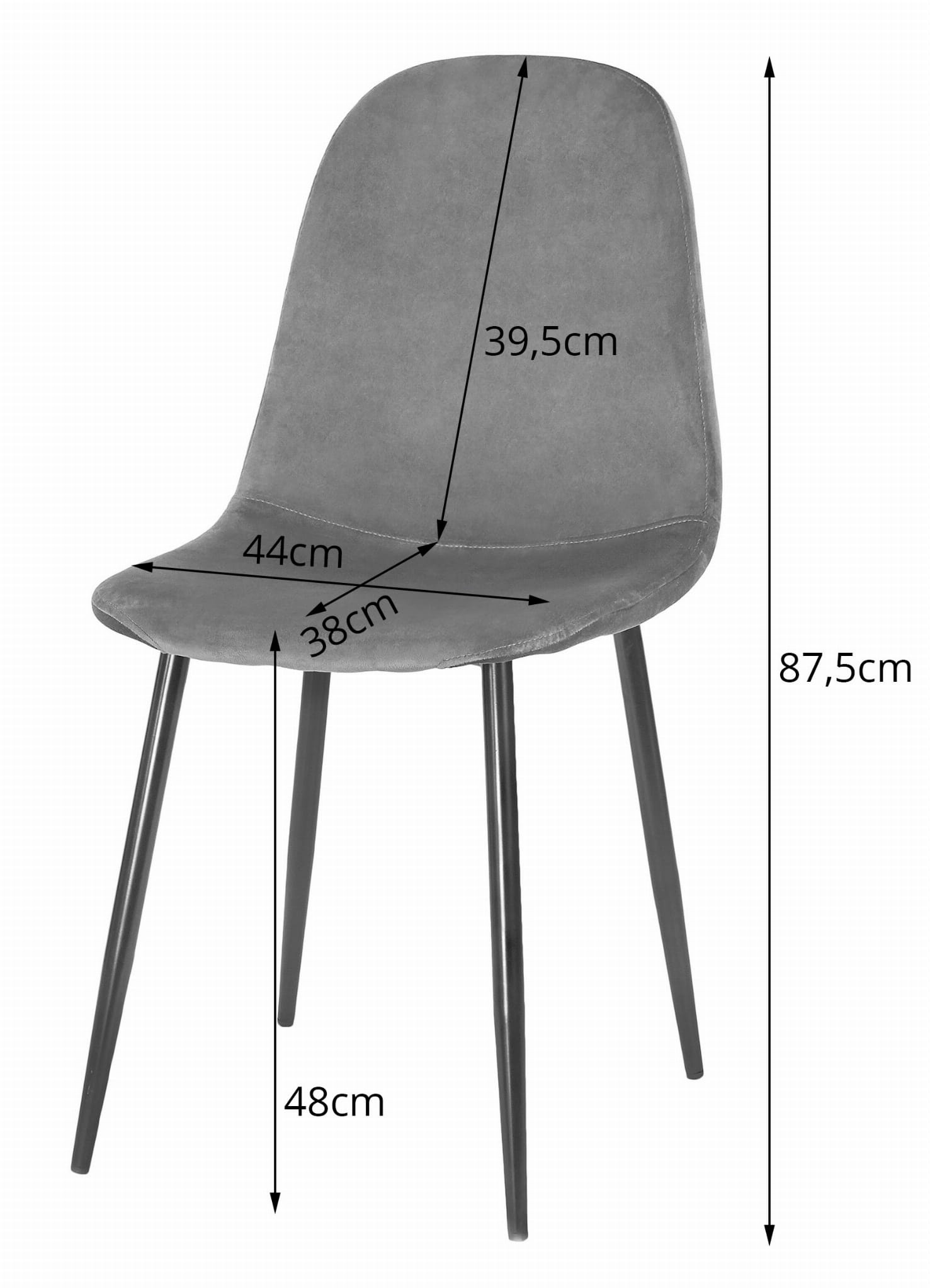 Velvet eetkamerstoel - 3 stuks - zwart - metaal