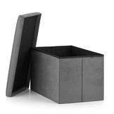 Poef met opbergruimte - 4 stuks - grijs fluweel - 60x38x38 cm