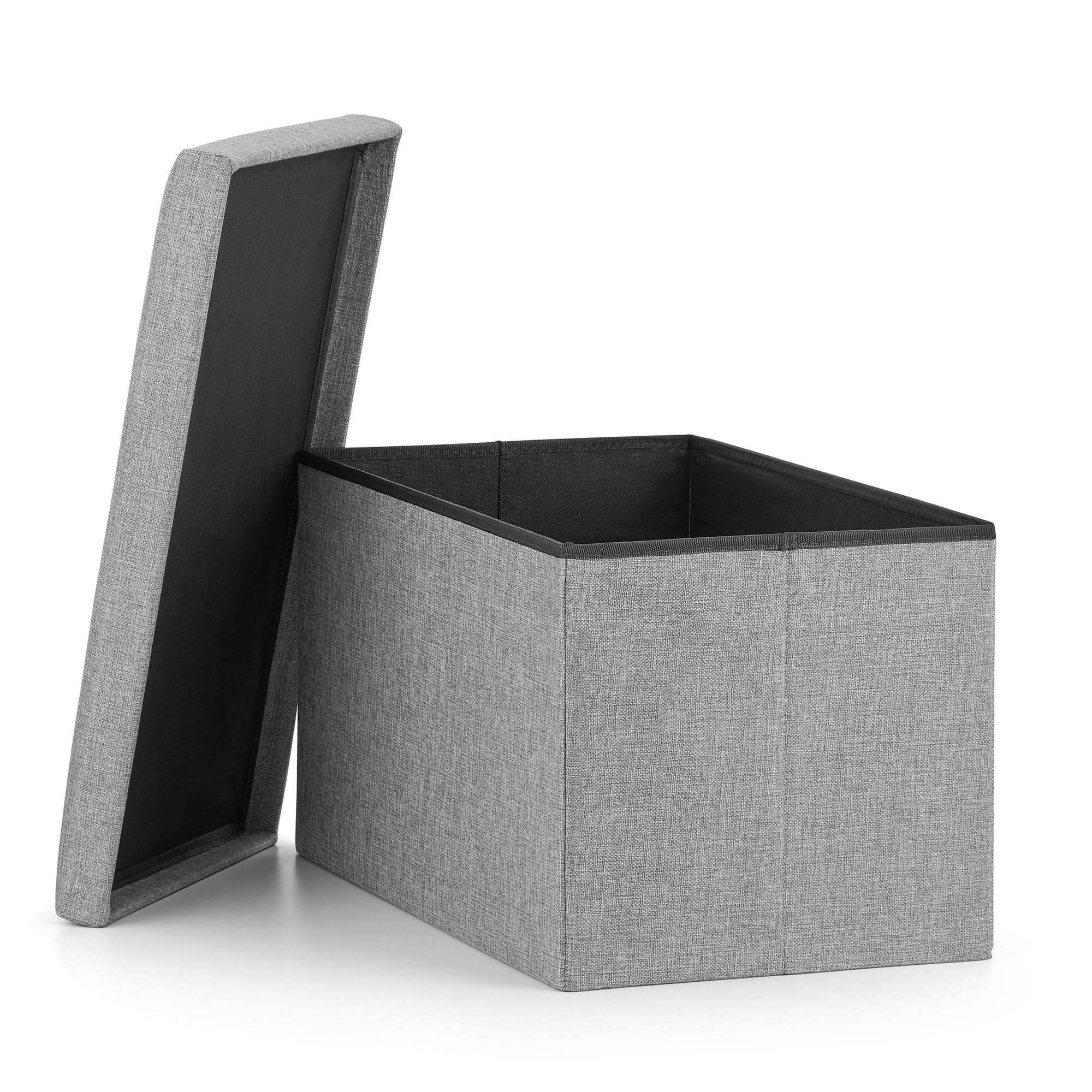 Poef met opbergruimte - 4 stuks - grijs - 60x38x38 cm - opvouwbaar