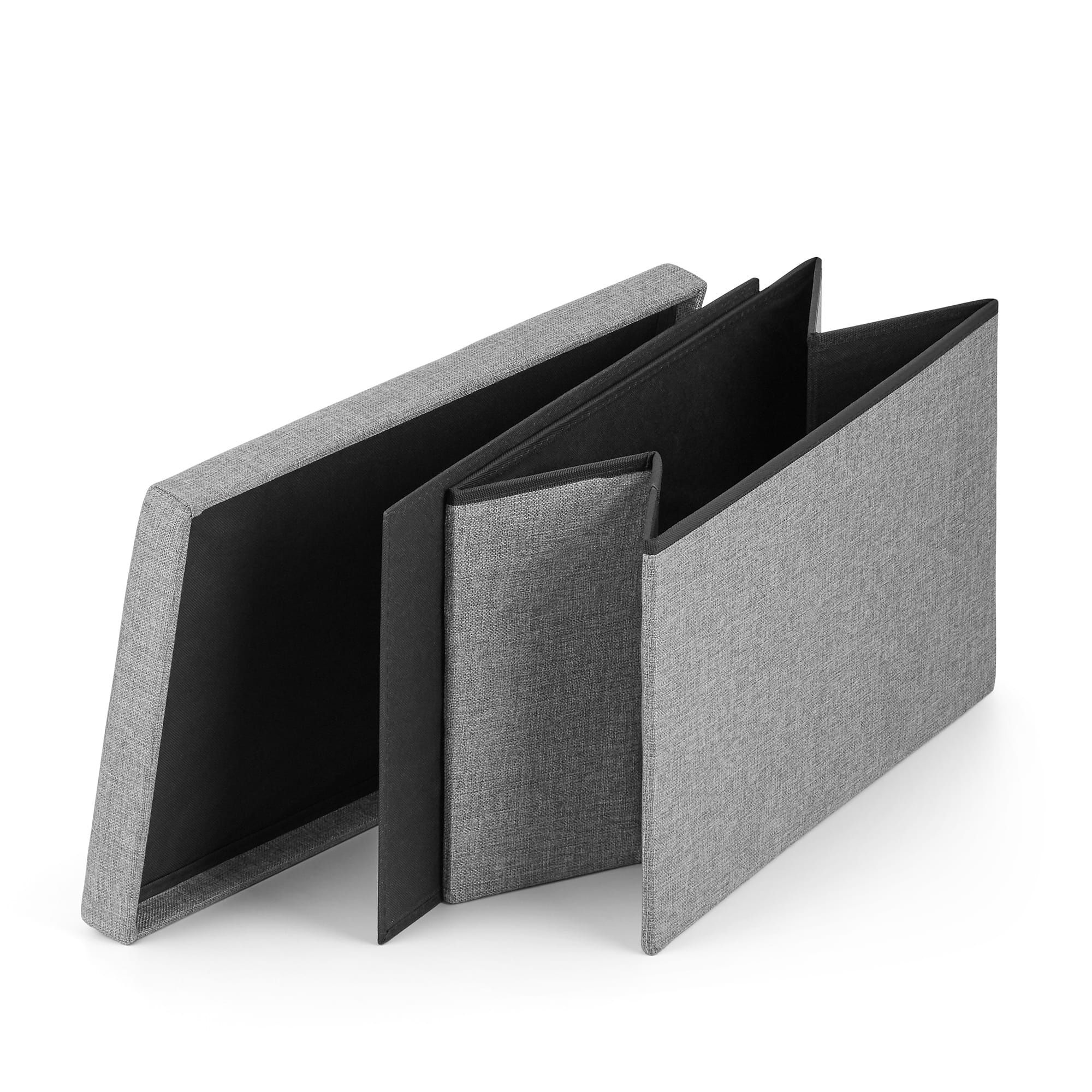 Poef met opbergruimte - 4 stuks - grijs - 60x38x38 cm - opvouwbaar