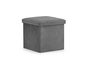 Poef met opbergruimte - 16 stuks - grijs fluweel - 30x30x30 cm - opvouwbaar